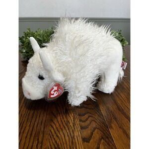 Ty ROAM White Buffalo Beanie Baby Buddy Excellent/Tag protected